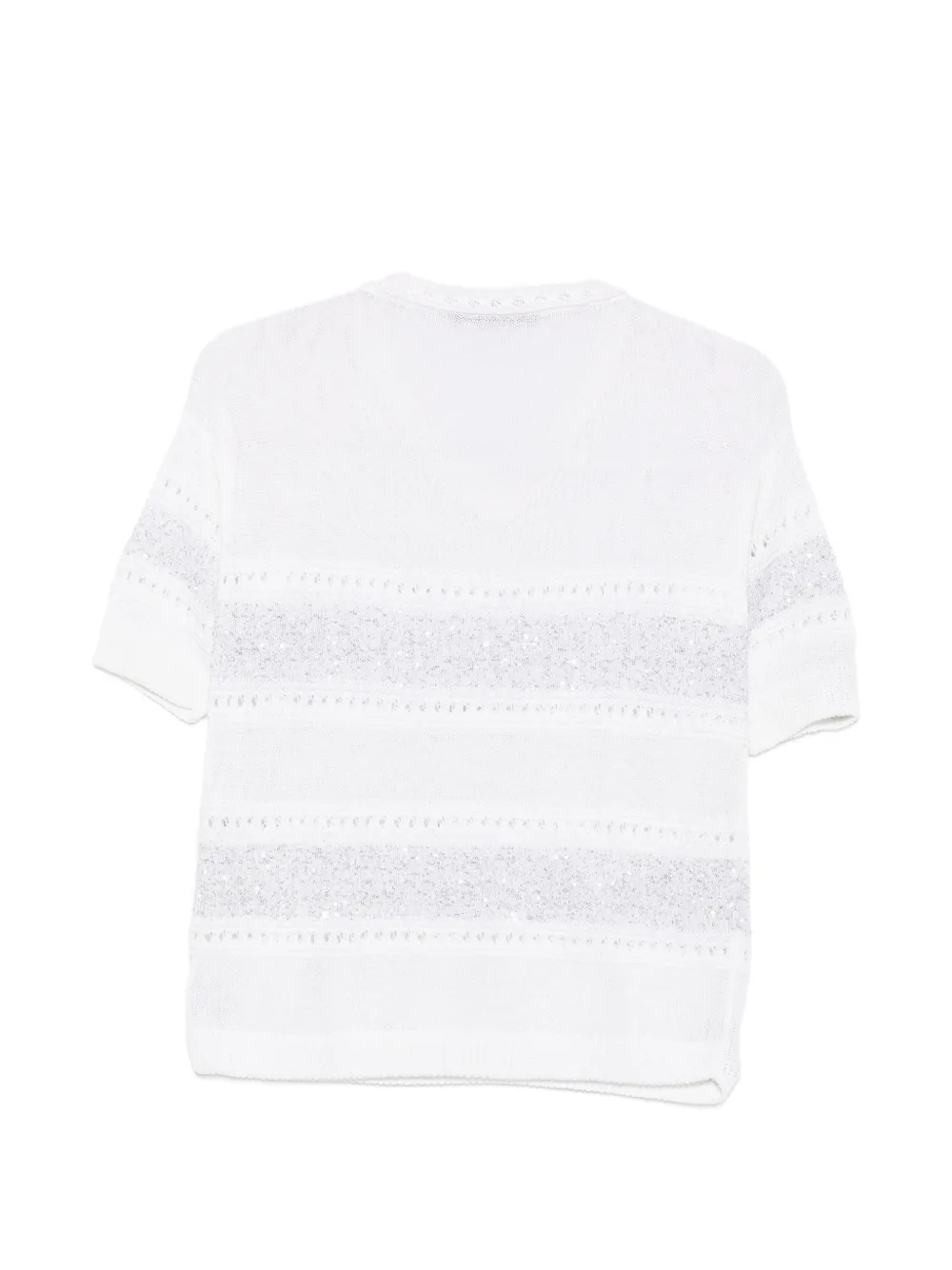 D.Exterior Opengebreid T-shirt verfraaid met pailletten Wit