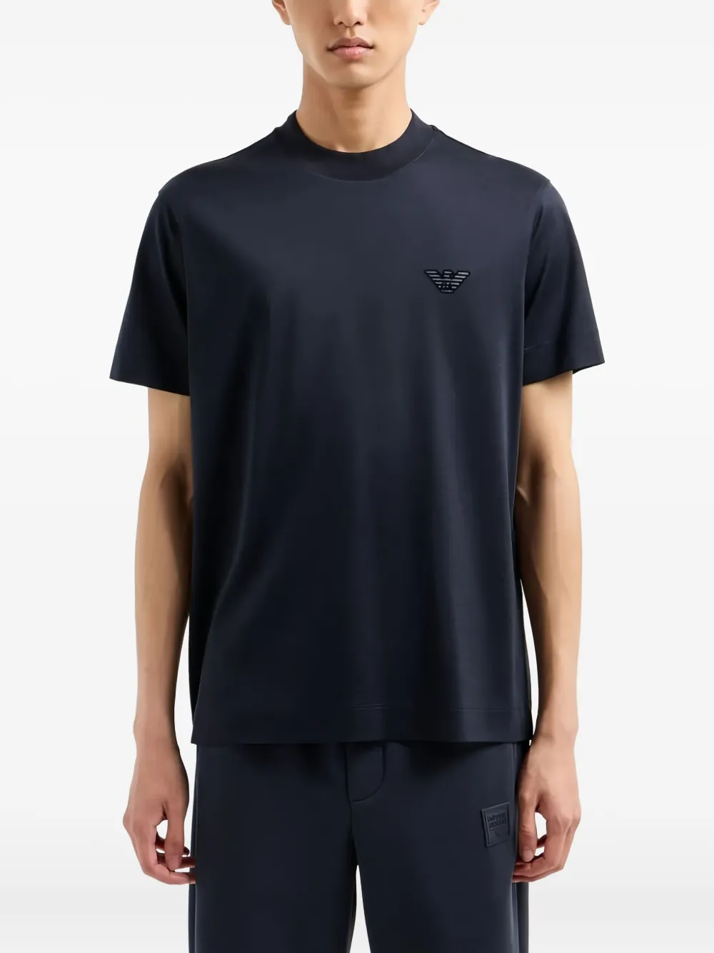 Emporio Armani logo eagle-embellished crew-neck T-shirt - Blauw