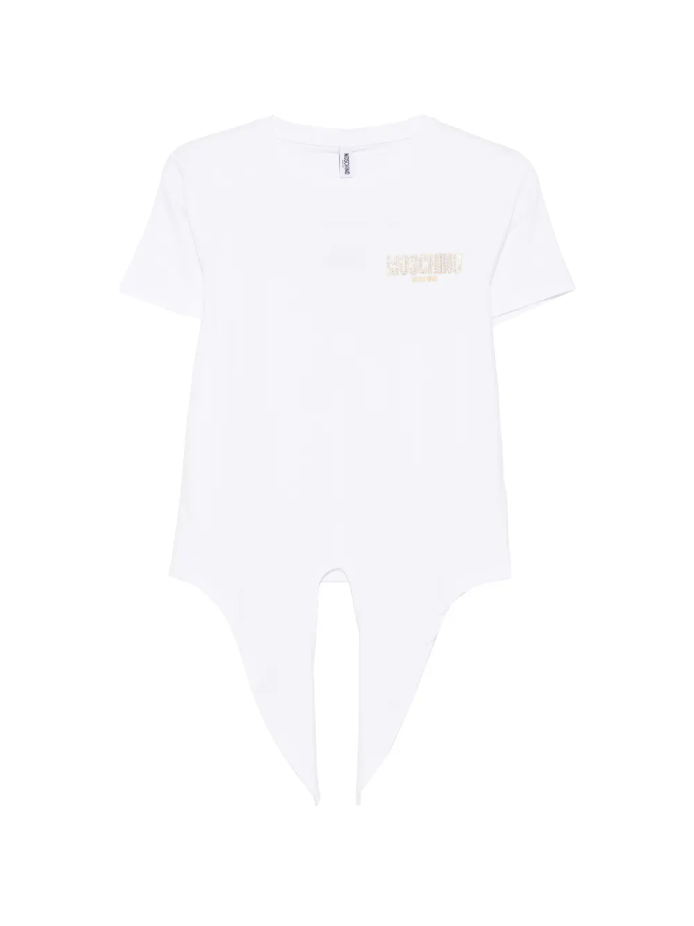 Moschino logo-print tie-fastening T-shirt - Bianco