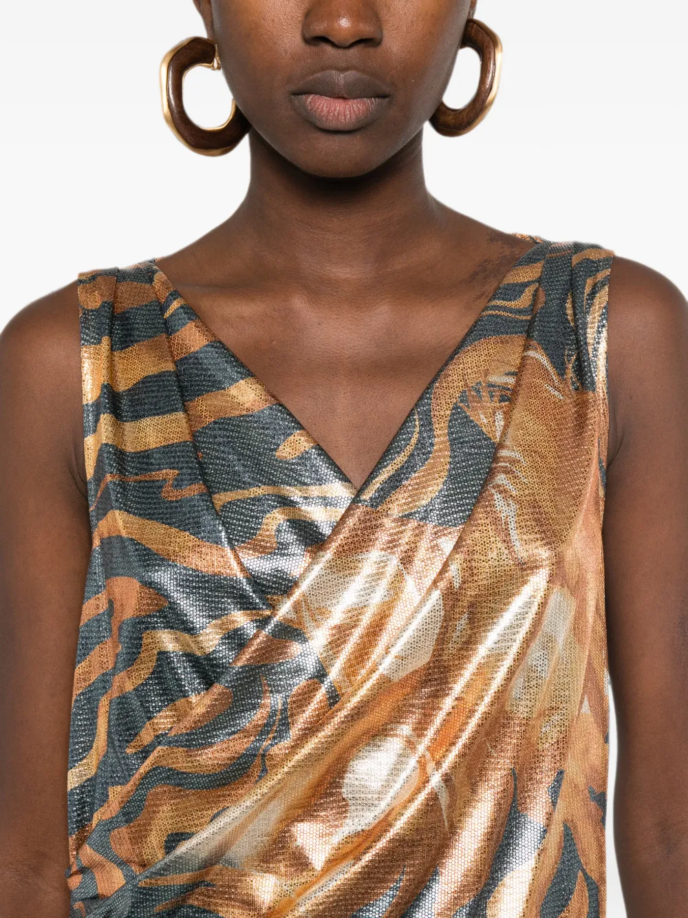 Alberta Ferretti Gedrapeerde mini-jurk met tijgerprint Oranje