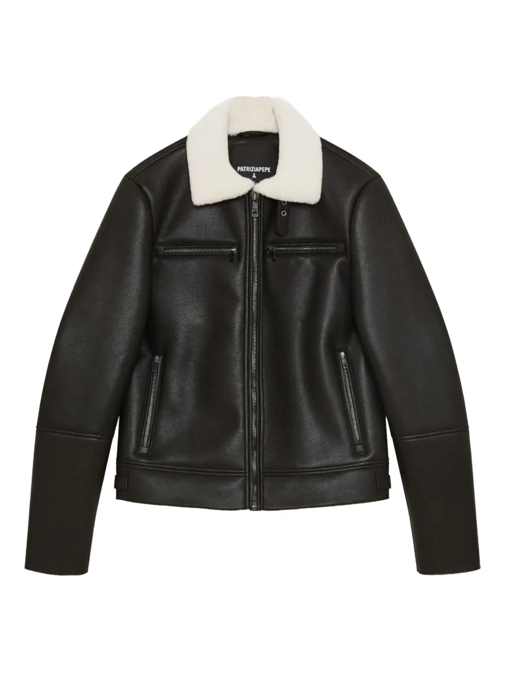 Patrizia Pepe shearling-collar jacket Zwart