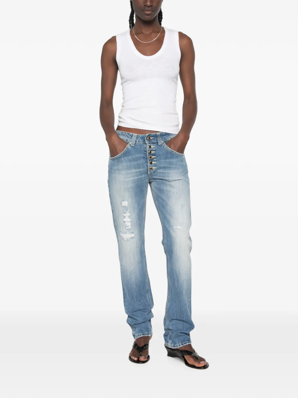 DONDUP Jeans met gerafeld detail Blauw