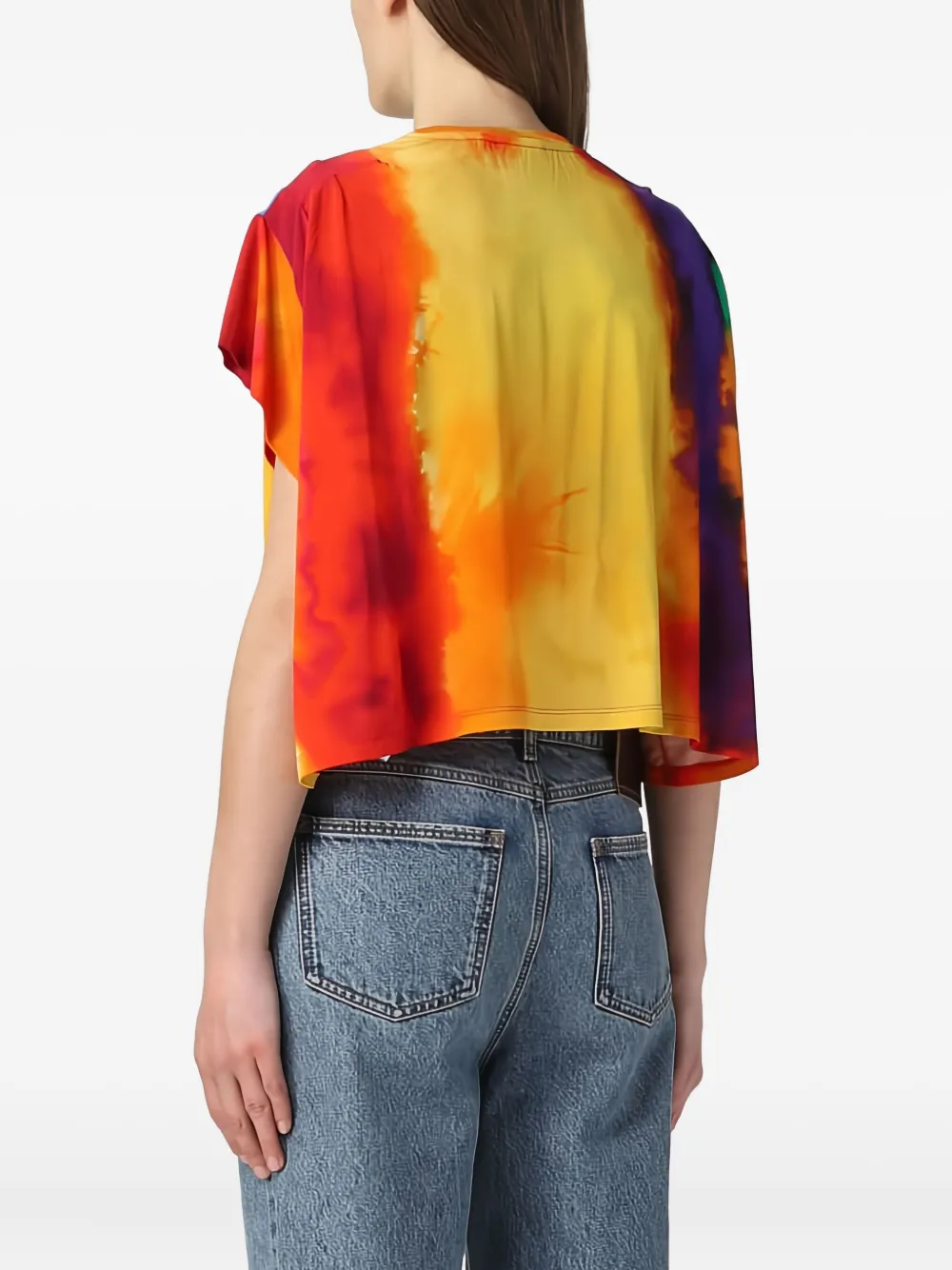 Rabanne T-shirt met tie-dye print en plooien Geel