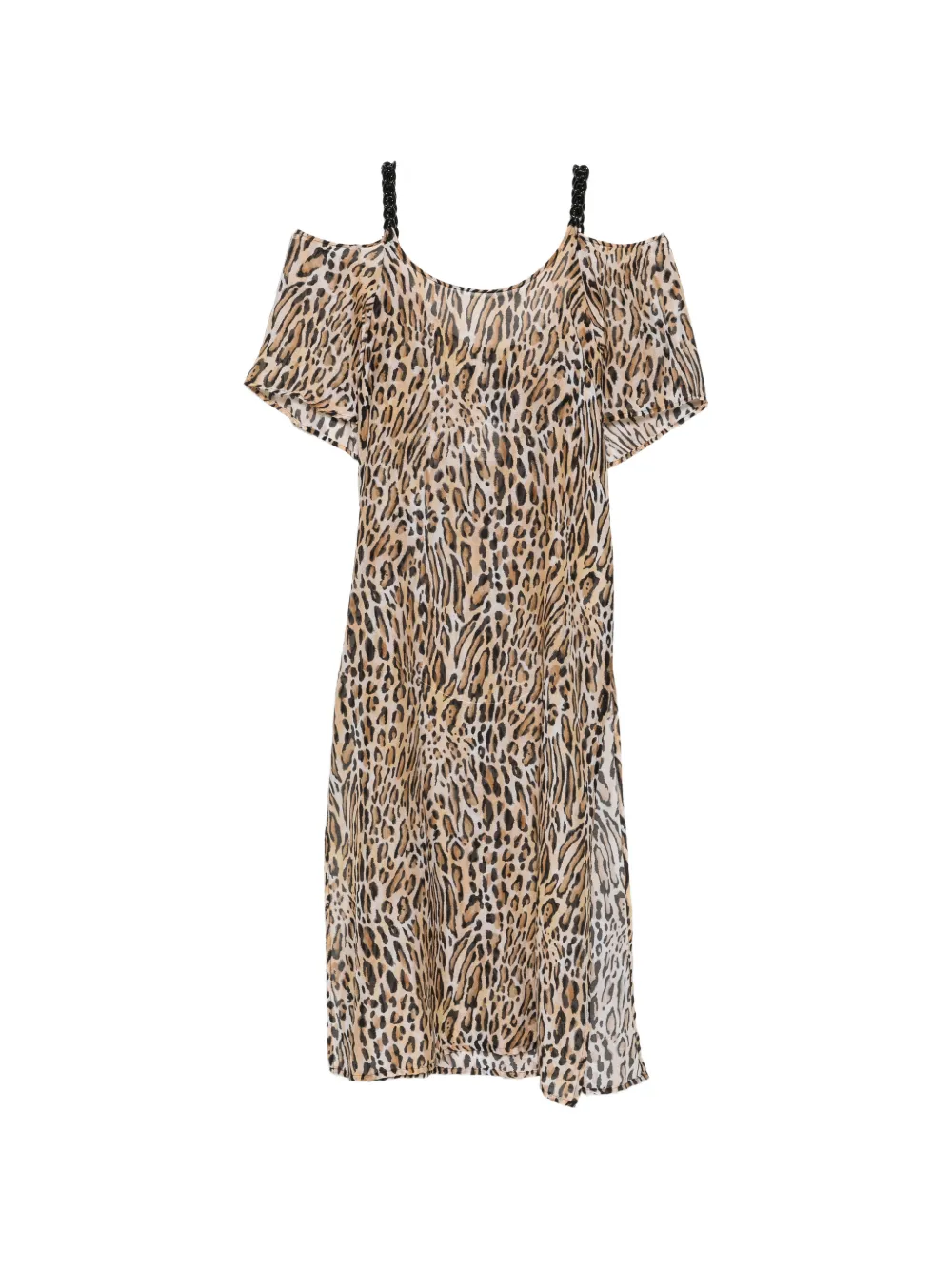 Moschino leopard-print cold-shoulder midi dress - Toni neutri