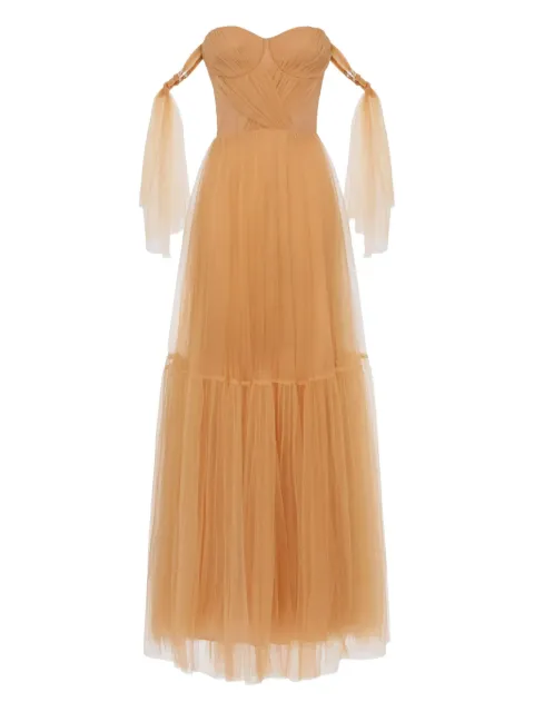 Elisabetta Franchi pleated tulle maxi dress