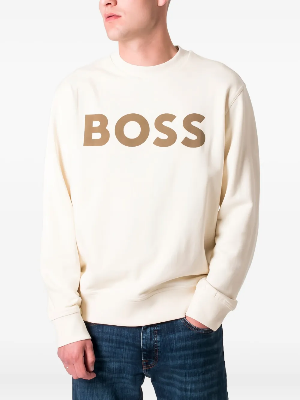BOSS logo-print crew-neck sweatshirt - ニュートラル BOSS logo-print crew-neck sweatshirt - ニュートラル