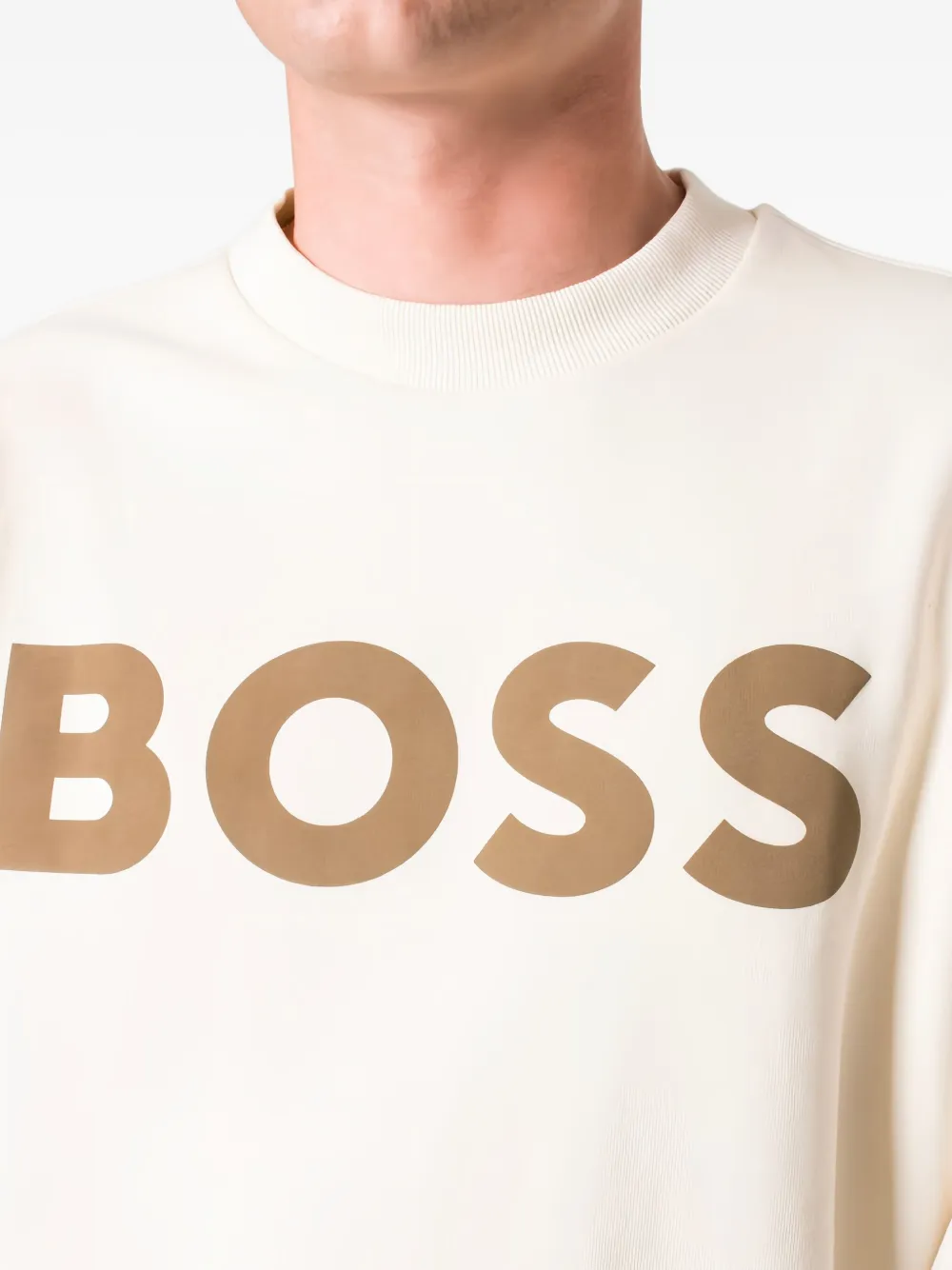 BOSS logo-print crew-neck sweatshirt Beige