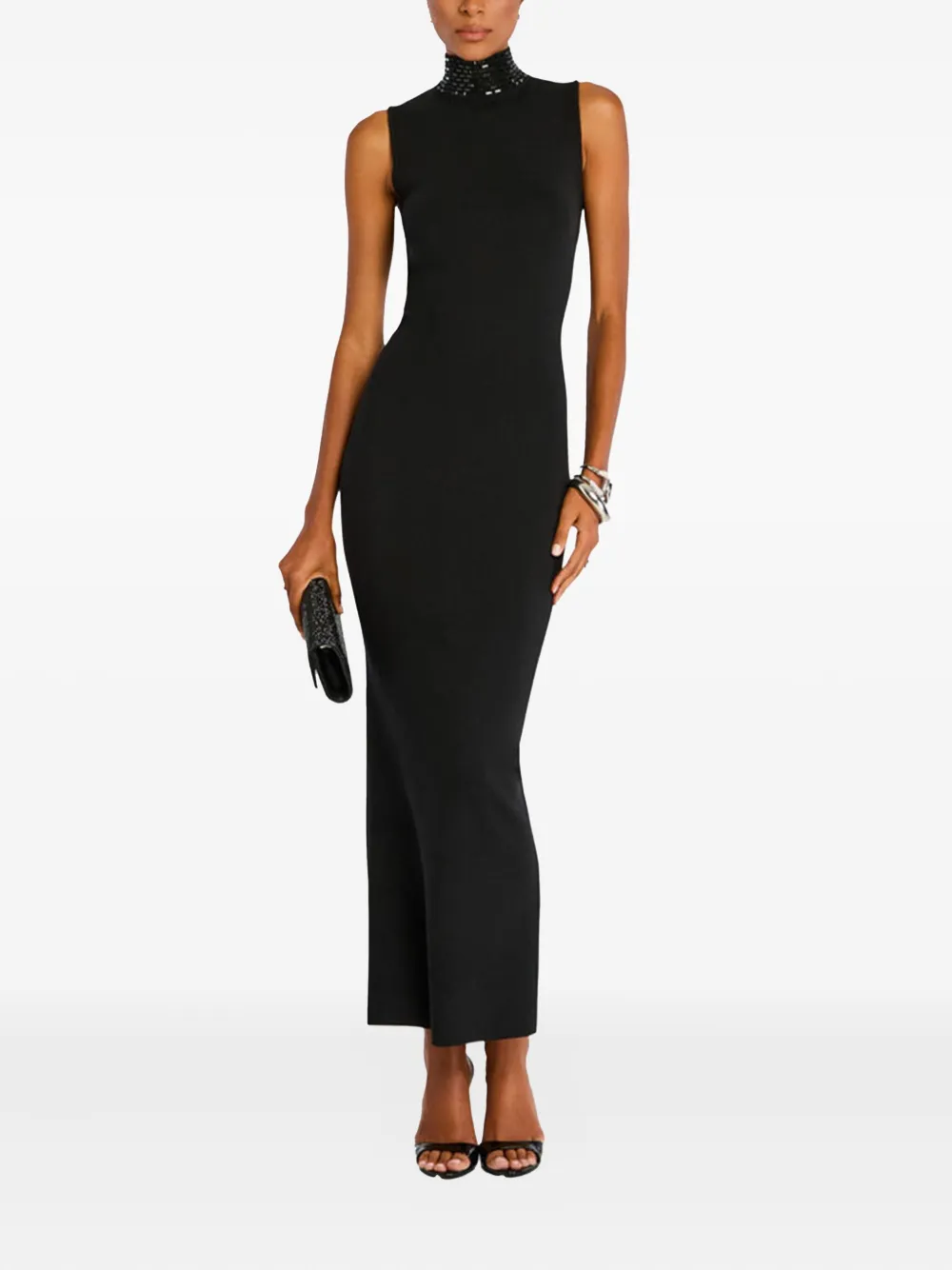 Retrofete embellished high-neck dress Zwart