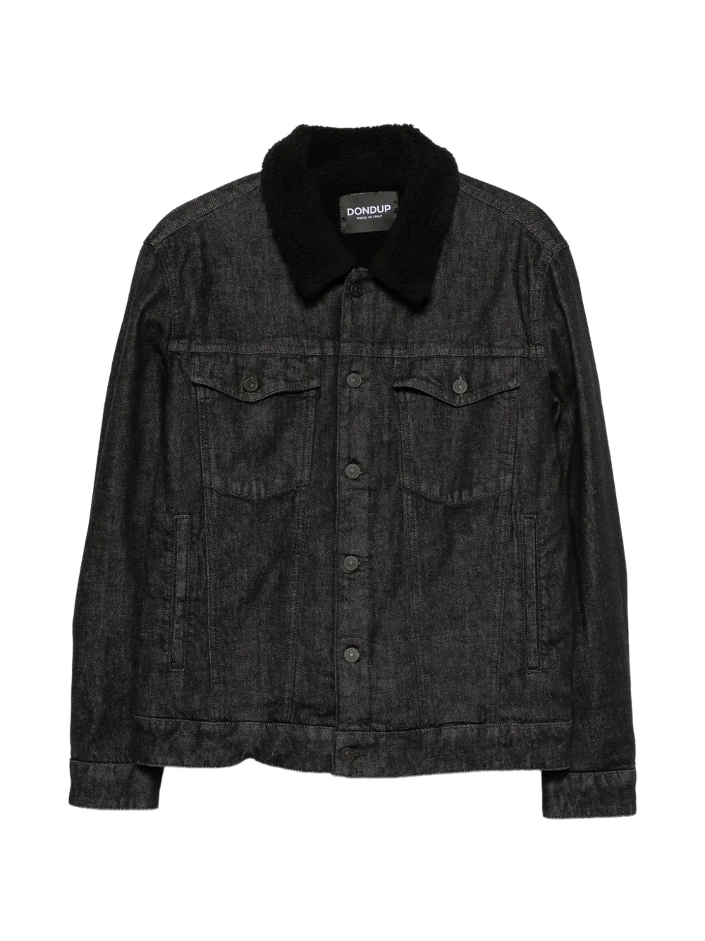 DONDUP shearling-collar logo-embroidered denim jacket