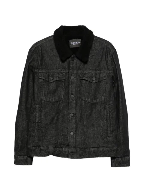 DONDUP shearling-collar logo-embroidered denim jacket