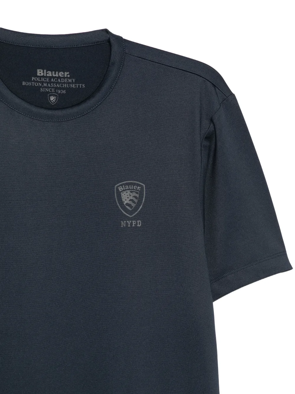Blauer T-shirt met logoprint met ronde hals Blauw