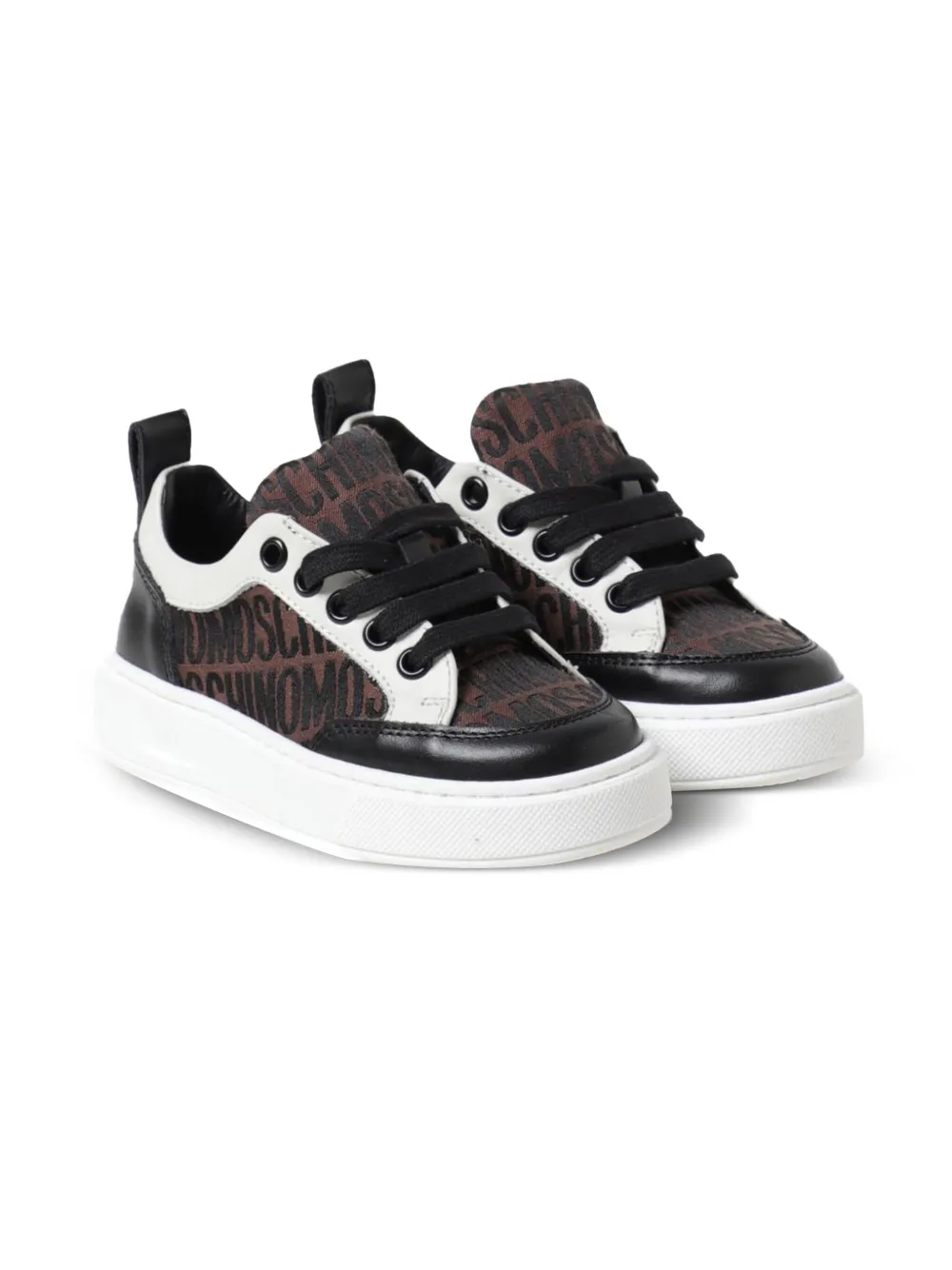 Moschino Kids logo-print leather sneakers Bruin