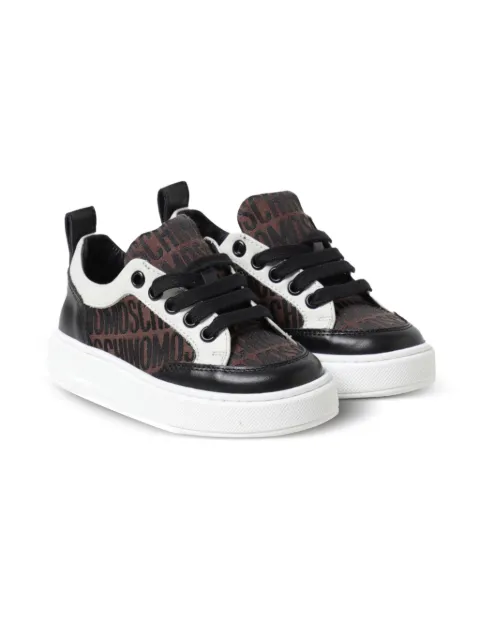 Moschino Kids logo-print leather sneakers