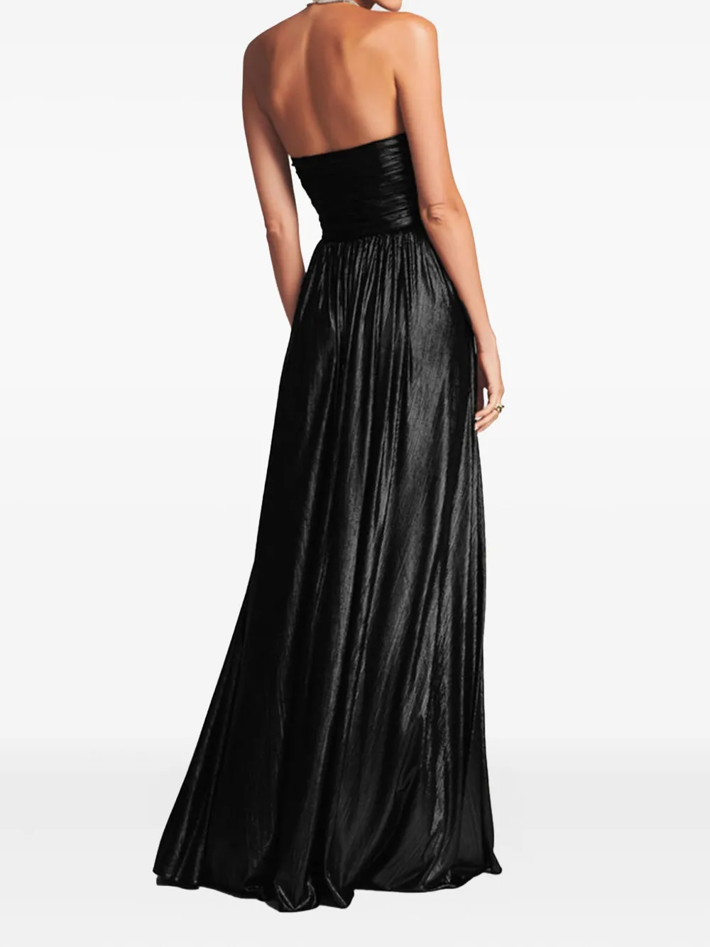 Retrofete Waldorf pleated split-leg maxi dress Zwart