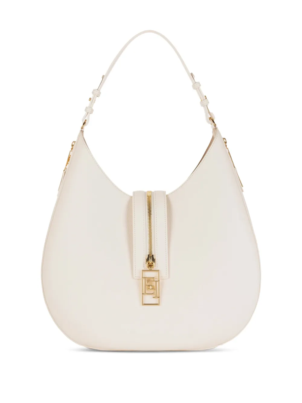 Elisabetta Franchi zip-fastening half-moon shoulder bag Beige