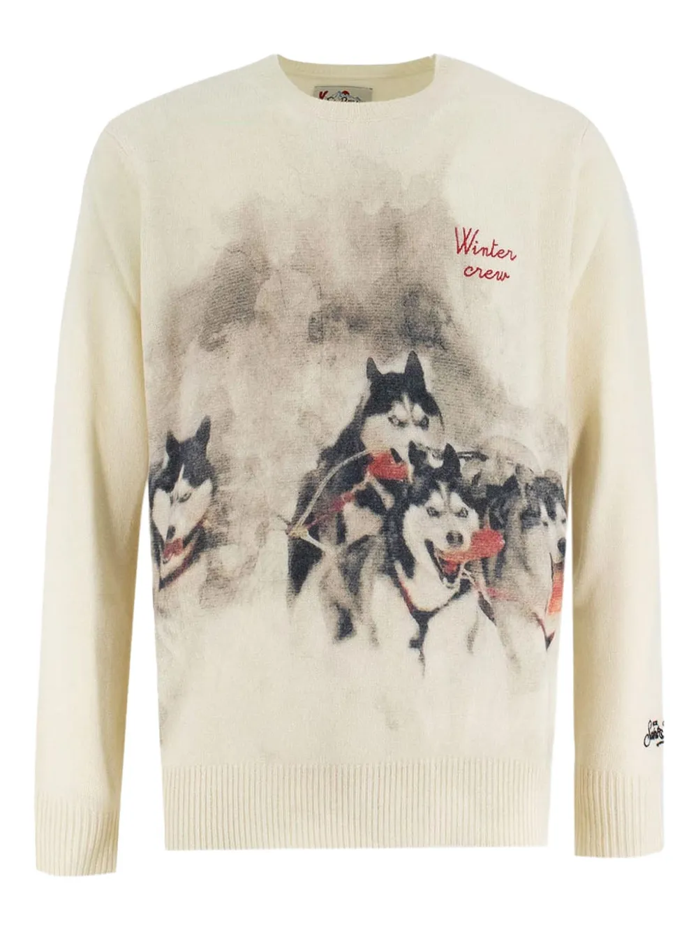 MC2 Saint Barth husky-print crew-neck sweater Beige
