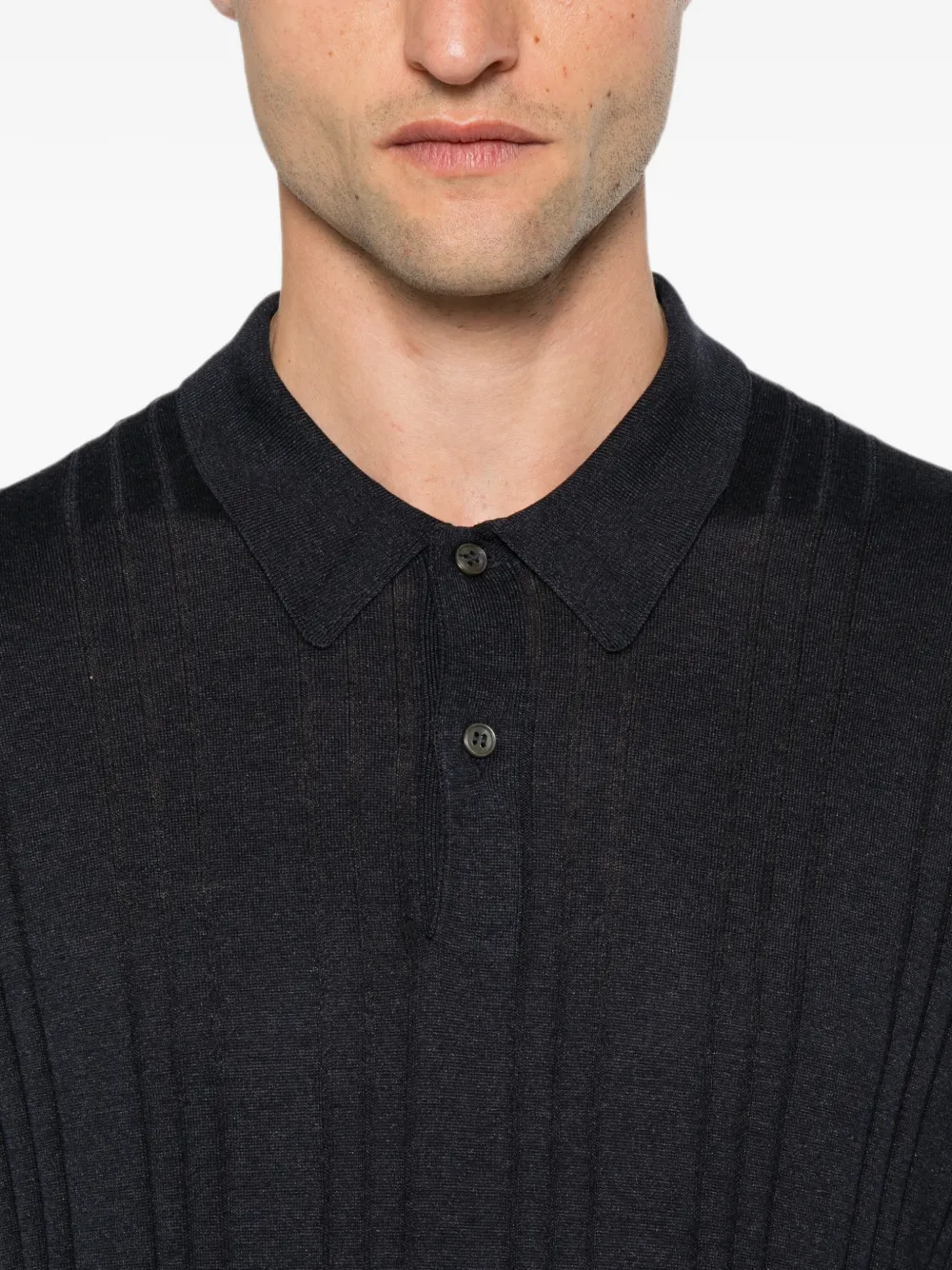 Tagliatore Peyton ribgebreid poloshirt Blauw