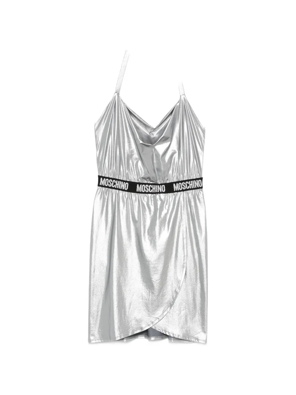Moschino logo-waistband wrap-skirt dress - Argento