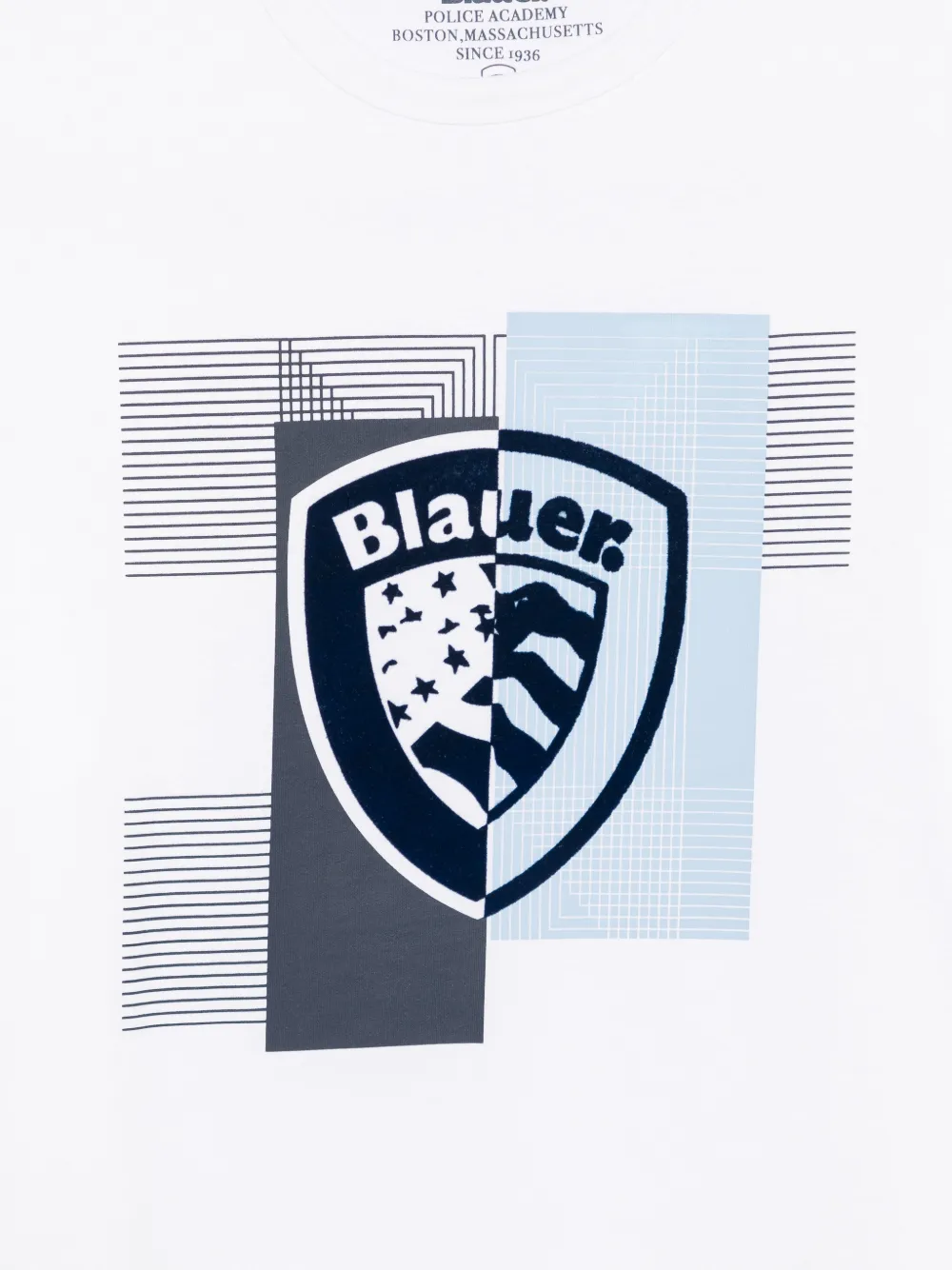 Blauer T-shirt met logoprint Wit
