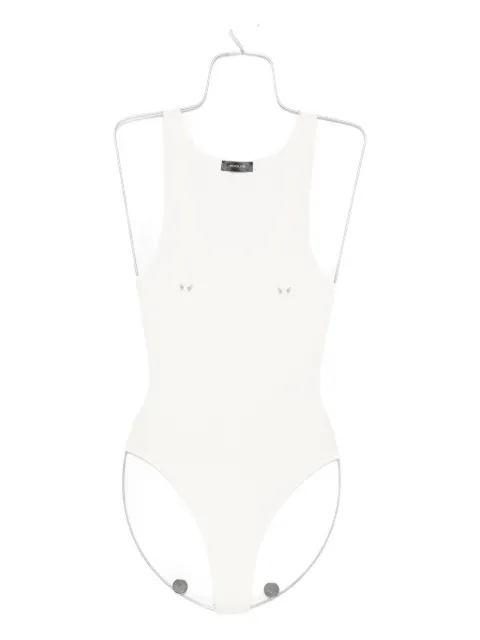 Mugler scoop-neck embellished bodysuit