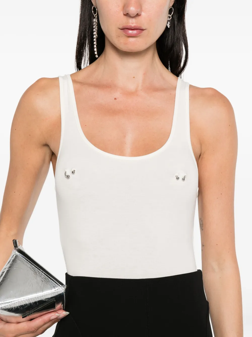 Mugler Body met diepe ronde hals Wit