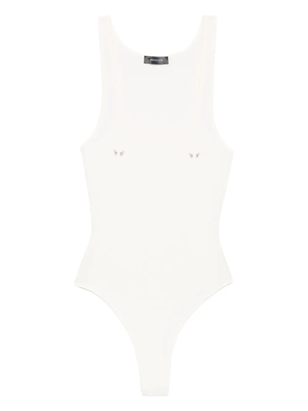 Mugler Body met diepe ronde hals Wit