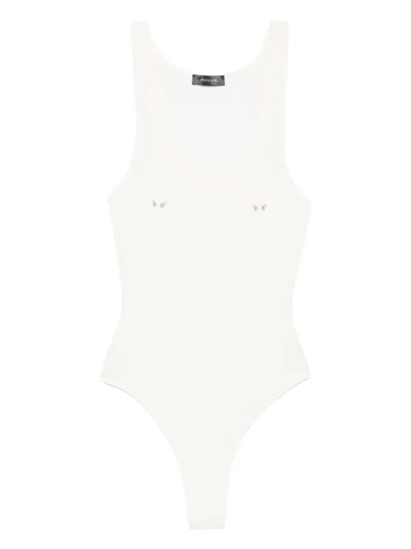 【関税込み】Mugler ホワイト ジッパー ボディスーツ Mugler ボディスーツ | ホワイト | FARFETCH JP