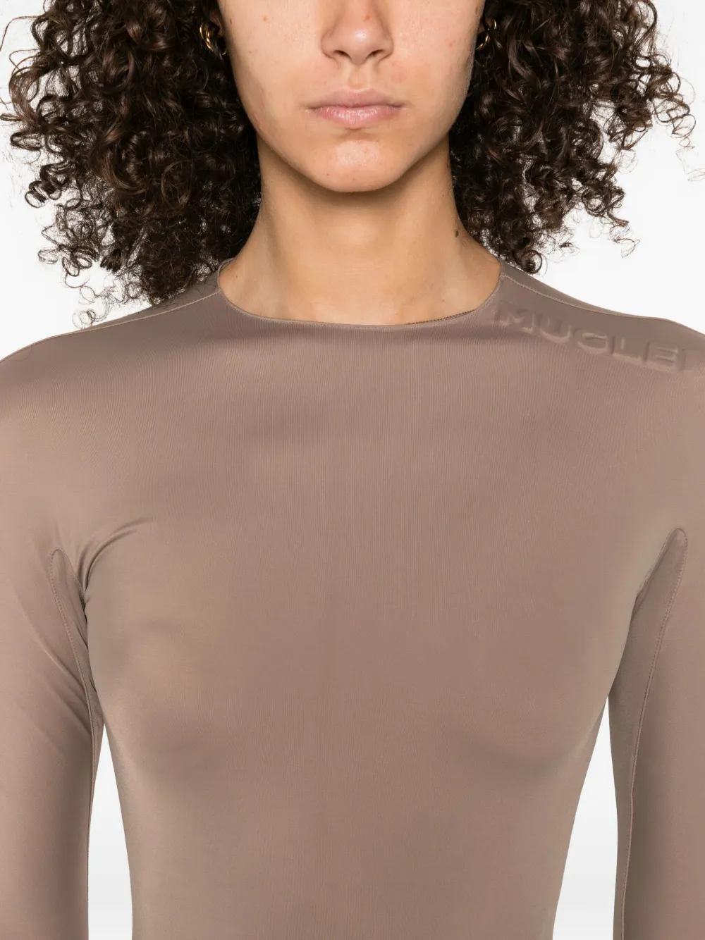 Mugler embossed long-sleeve bodysuit Bruin