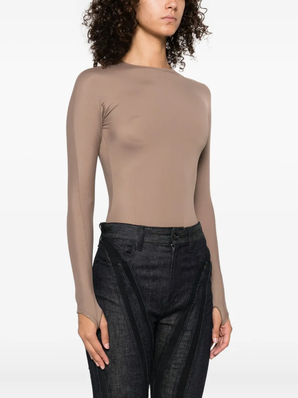 Mugler embossed long-sleeve bodysuit Bruin