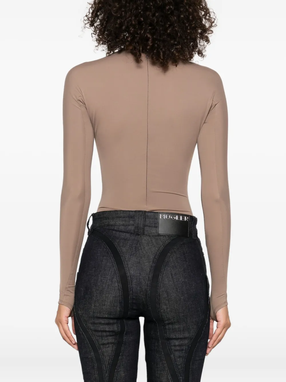 Mugler embossed long-sleeve bodysuit Bruin
