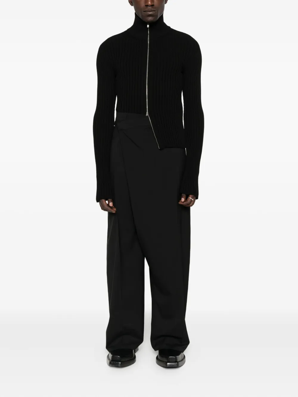 Mugler wrap wide-leg trousers - Zwart