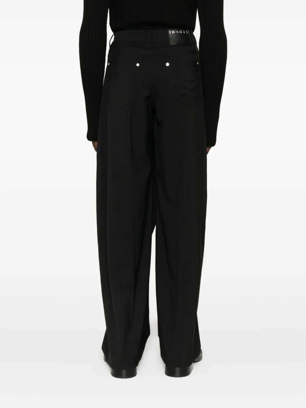 Mugler Broek met wijde pijpen Zwart