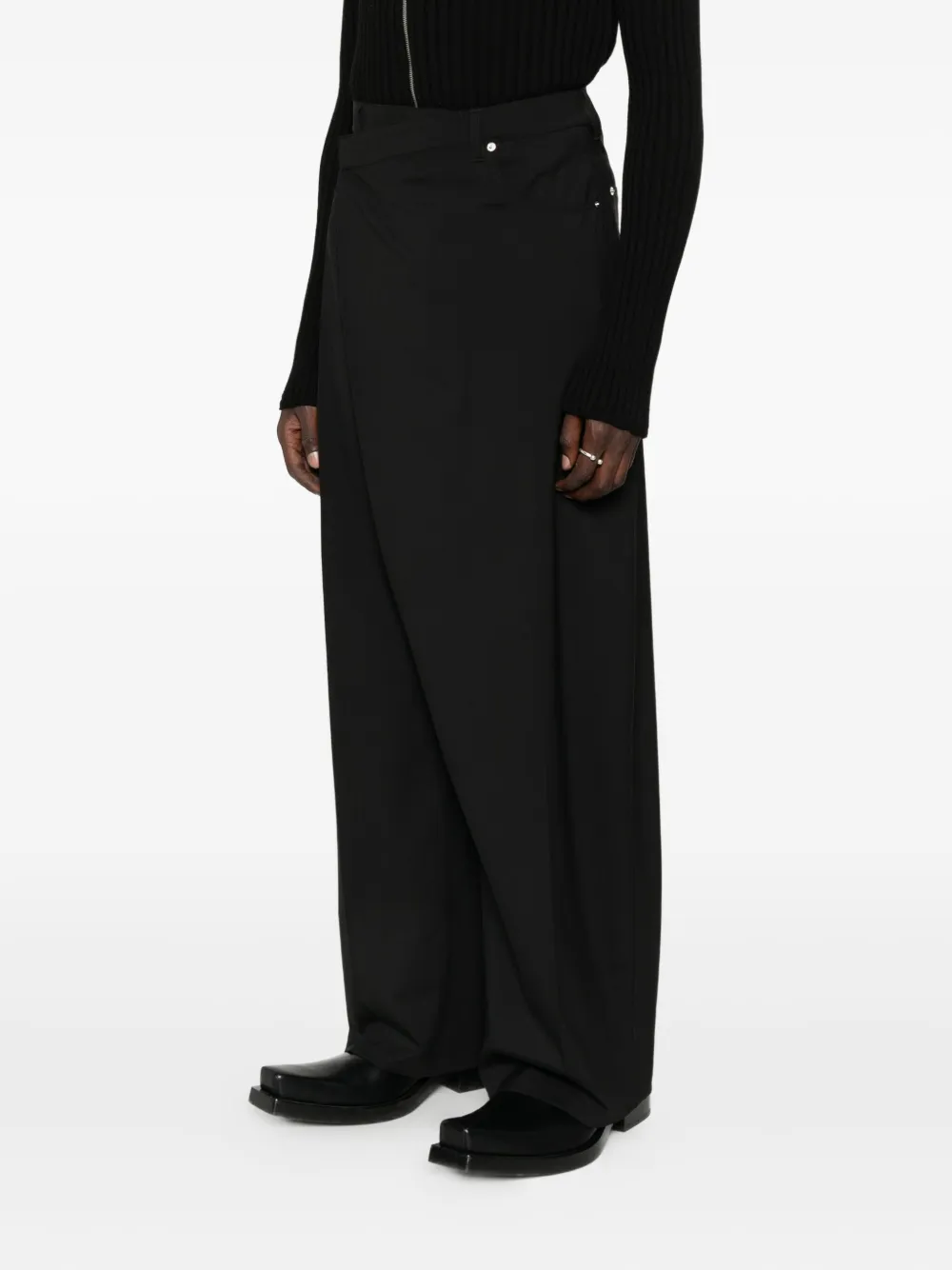 Mugler Broek met wijde pijpen Zwart