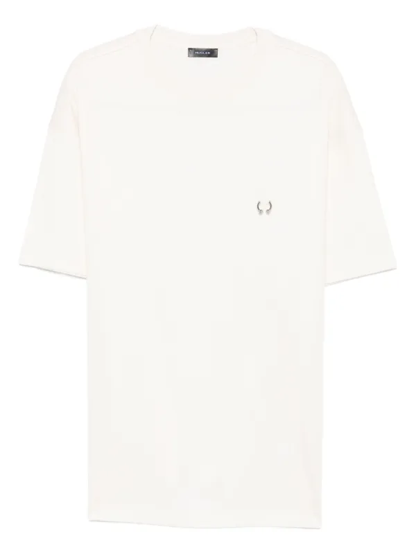 Mugler Metallic-detail T-shirt in White