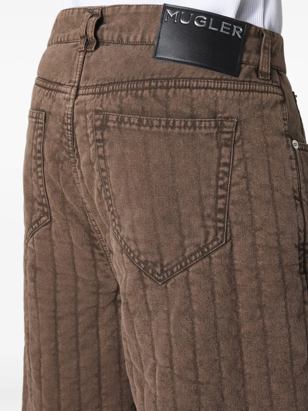  Mugler Quilted Panel Trousers - Brown 