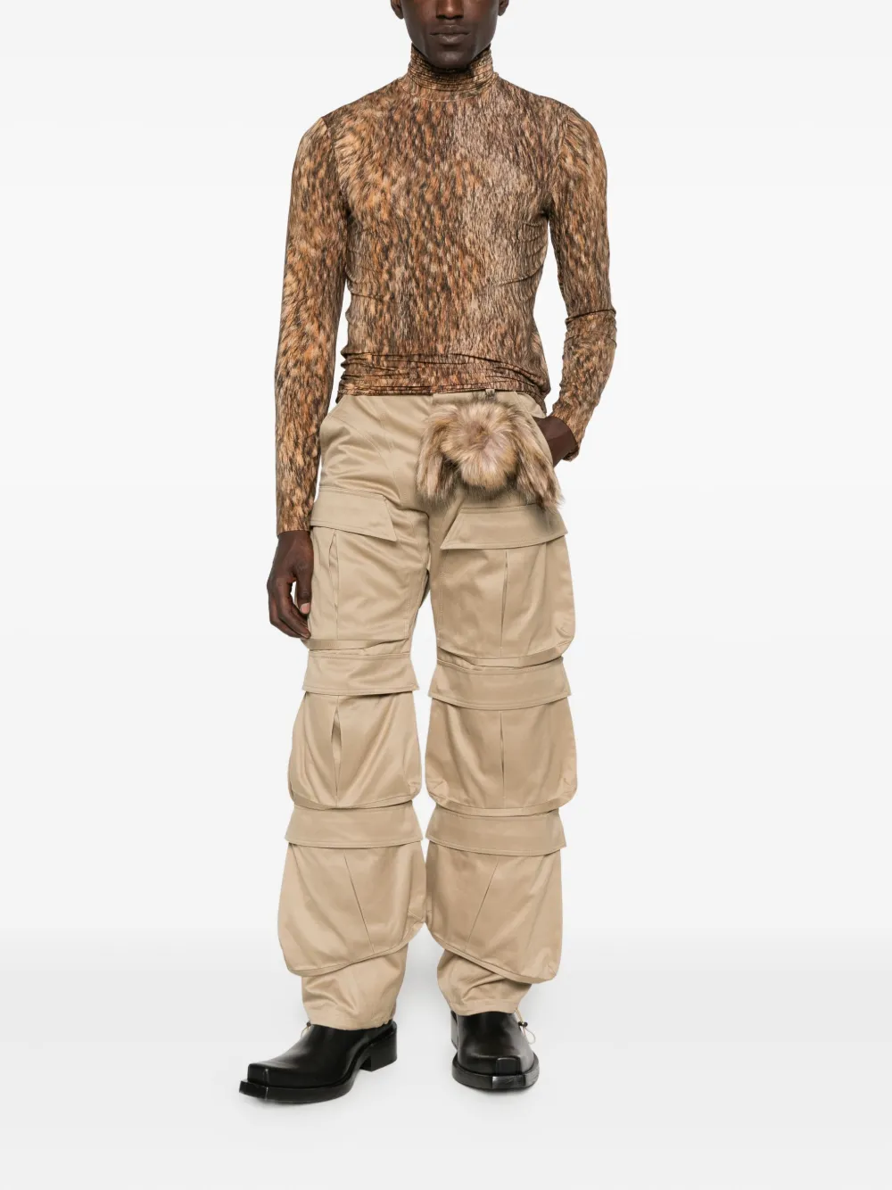 Mugler cotton cargo trousers - Beige
