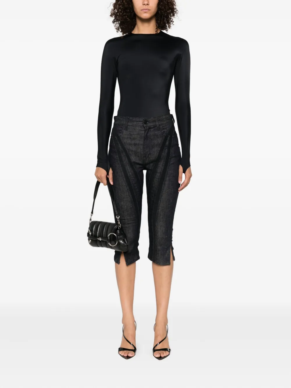 Mugler Body met verborgen lange mouwen - Zwart