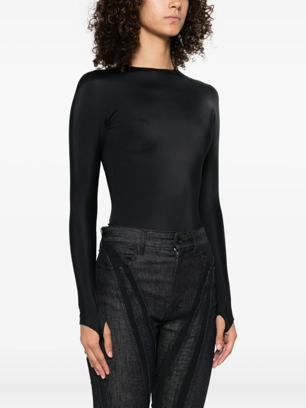 Mugler concealed long-sleeve bodysuit Zwart