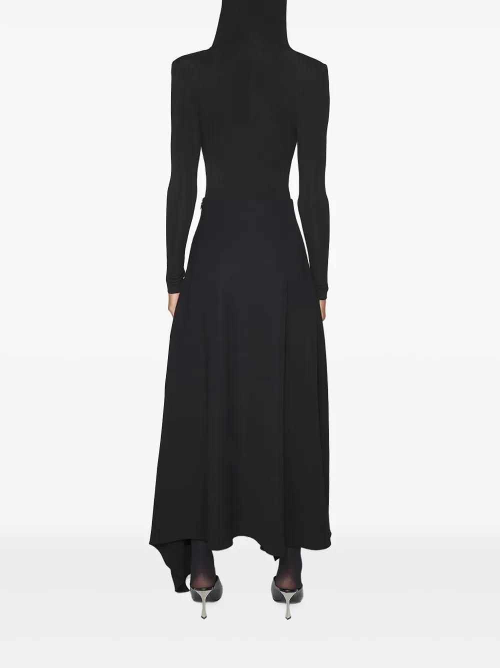 Mugler Hooded Asymmetric Bodysuit In Black