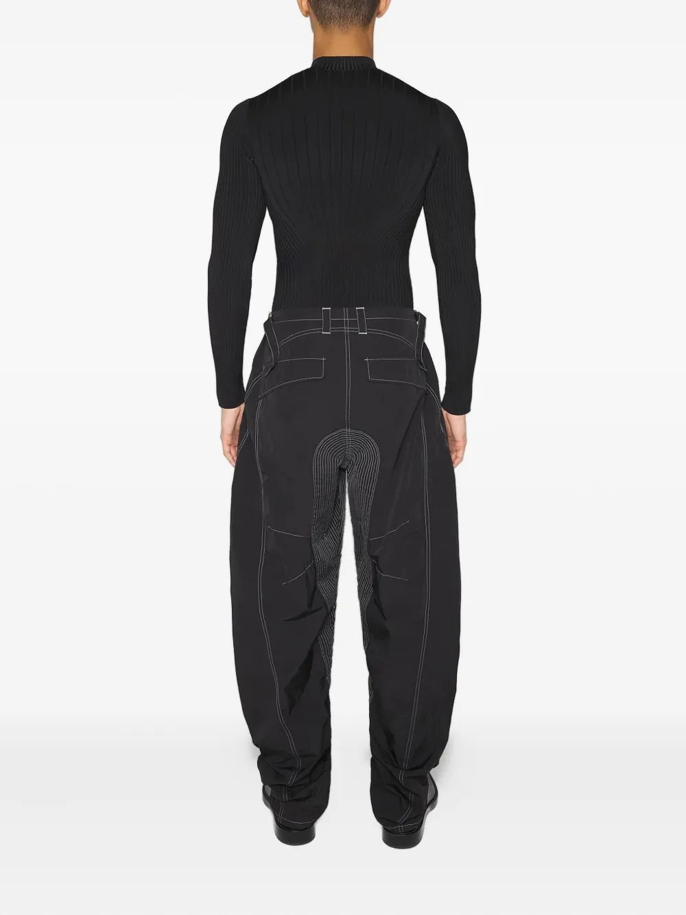 Mugler Broek met vlakken en rits Zwart