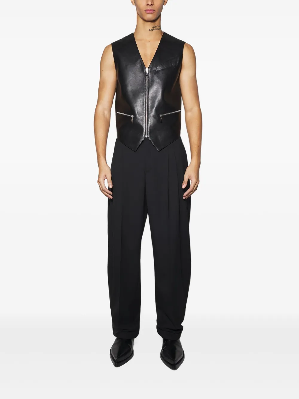Mugler Broek met geplooide voorkant - Zwart