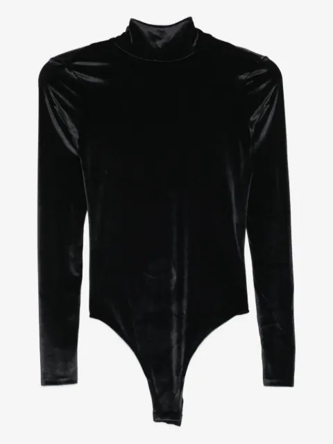 Mugler body de terciopelo con cuello de tortuga