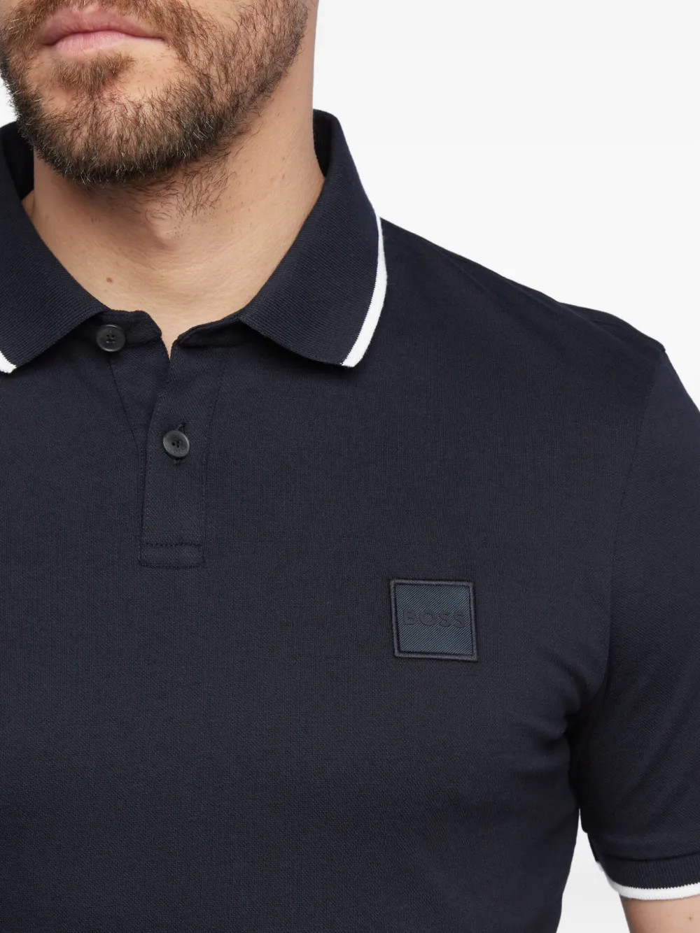 BOSS Passertip poloshirt met logopatch Blauw