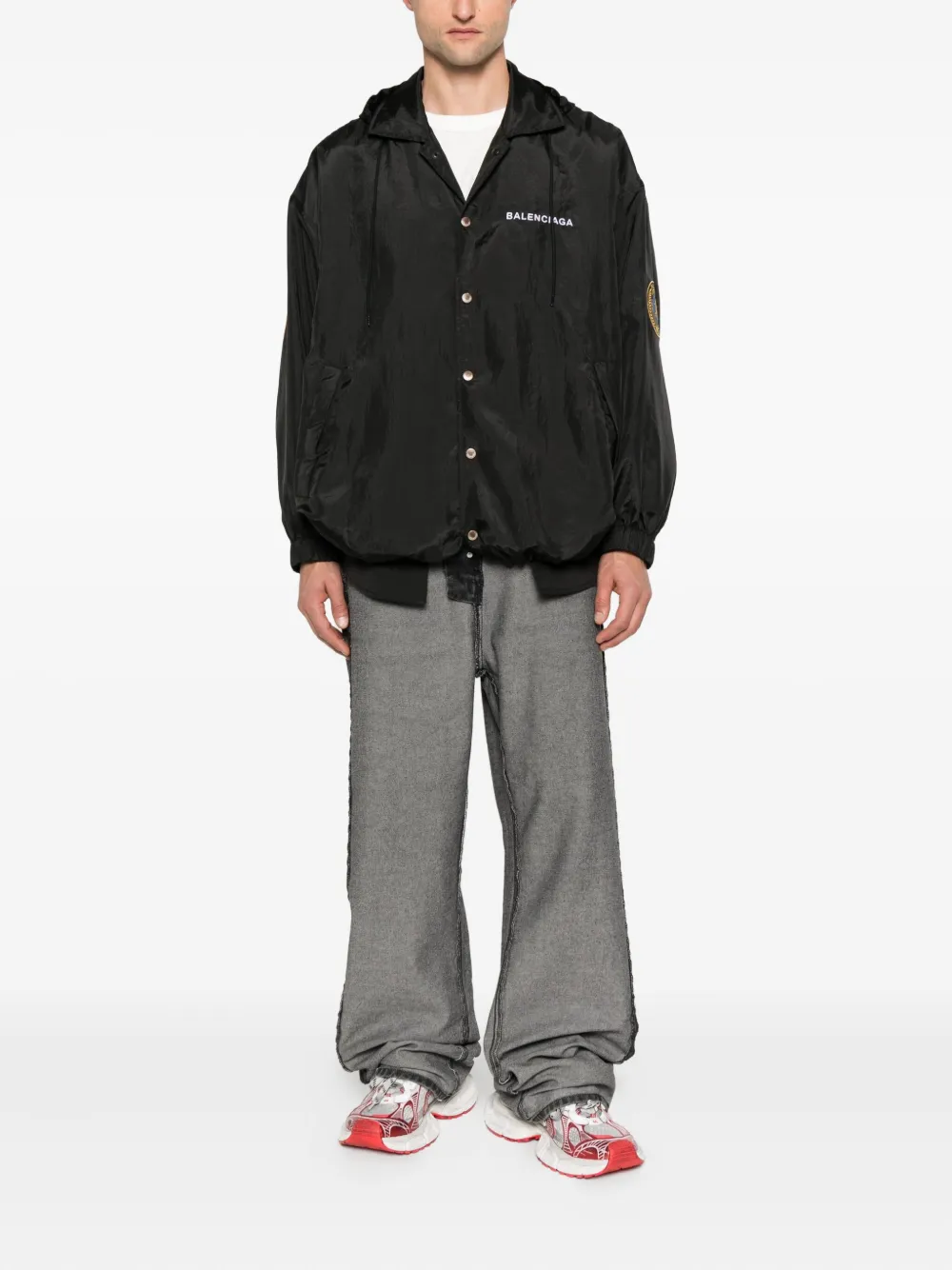 Balenciaga Jack met geborduurd logo en capuchon Zwart