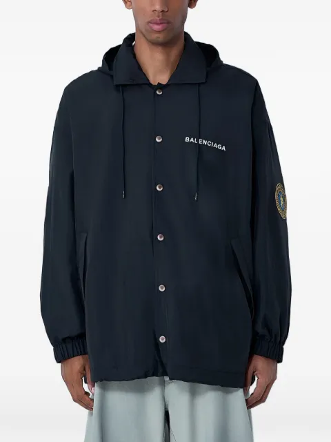 Balenciaga hooded logo-embroidered jacket