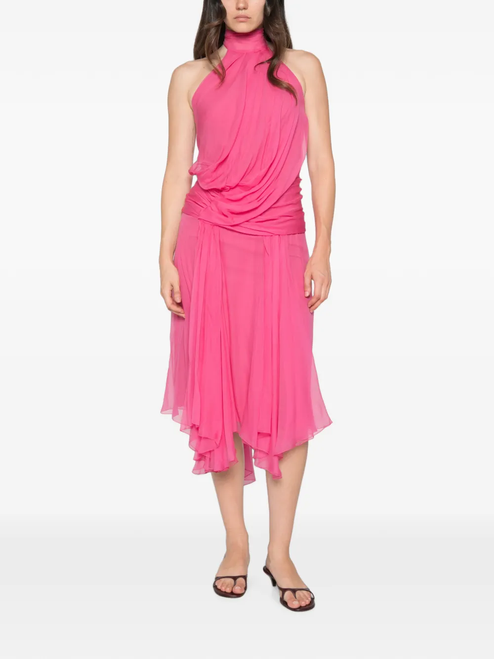 Alberta Ferretti Gedrapeerde halterjurk Roze