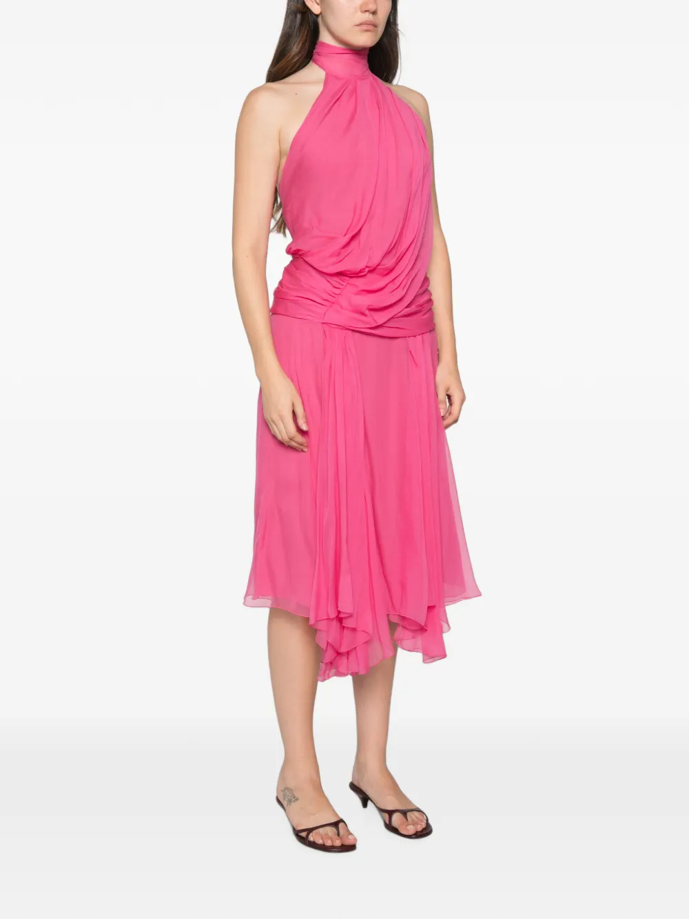 Alberta Ferretti Gedrapeerde halterjurk Roze