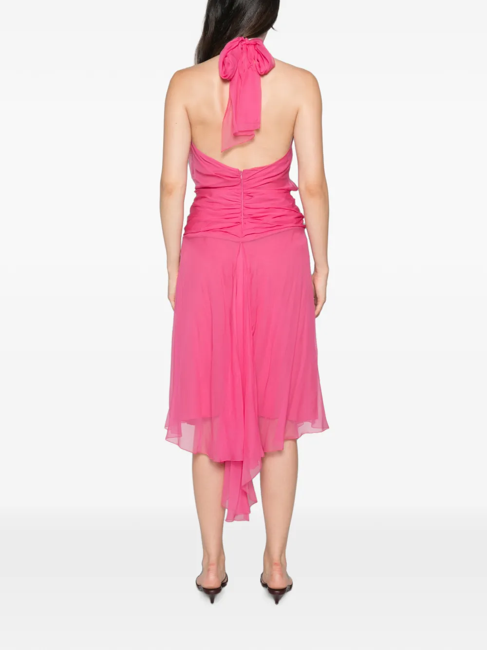 Alberta Ferretti Gedrapeerde halterjurk Roze