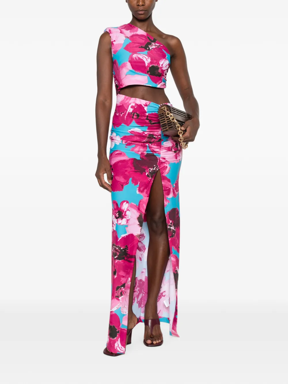 Amen Maxi-jurk met bloemenprint Roze