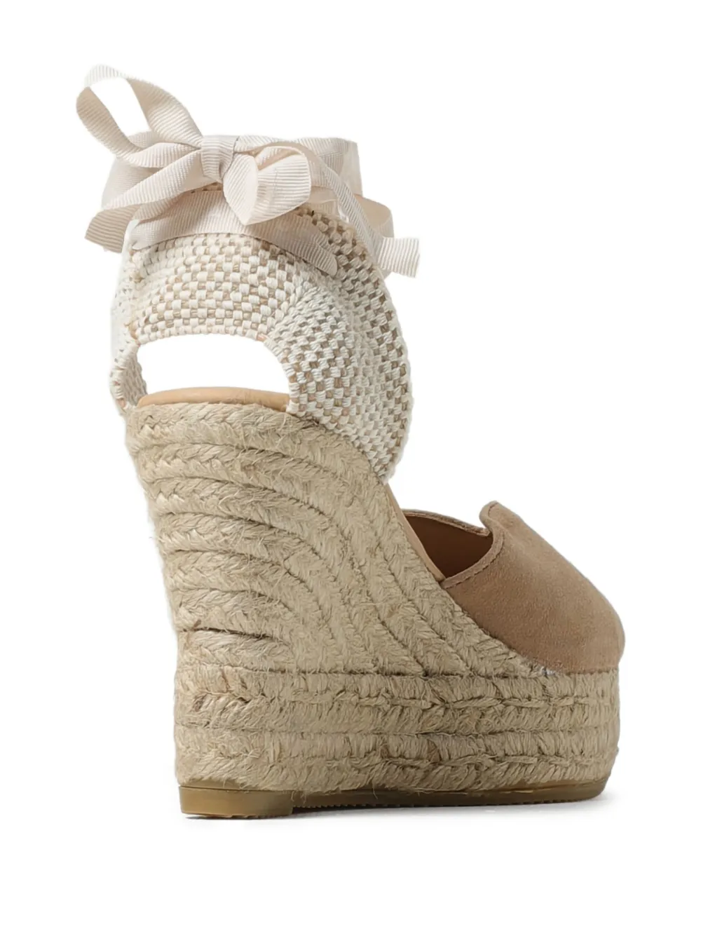 Manebi Ribbon espadrilles met plateauzool Beige